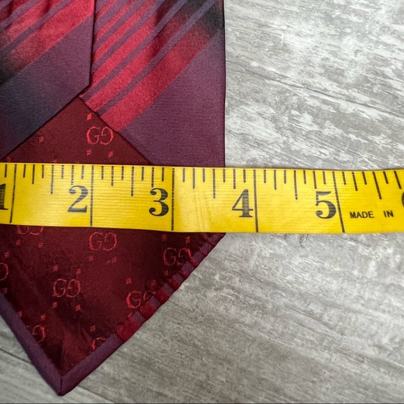 Gucci Maroon, Red & Black Plaid Silk Tie - Picture 5 of 5